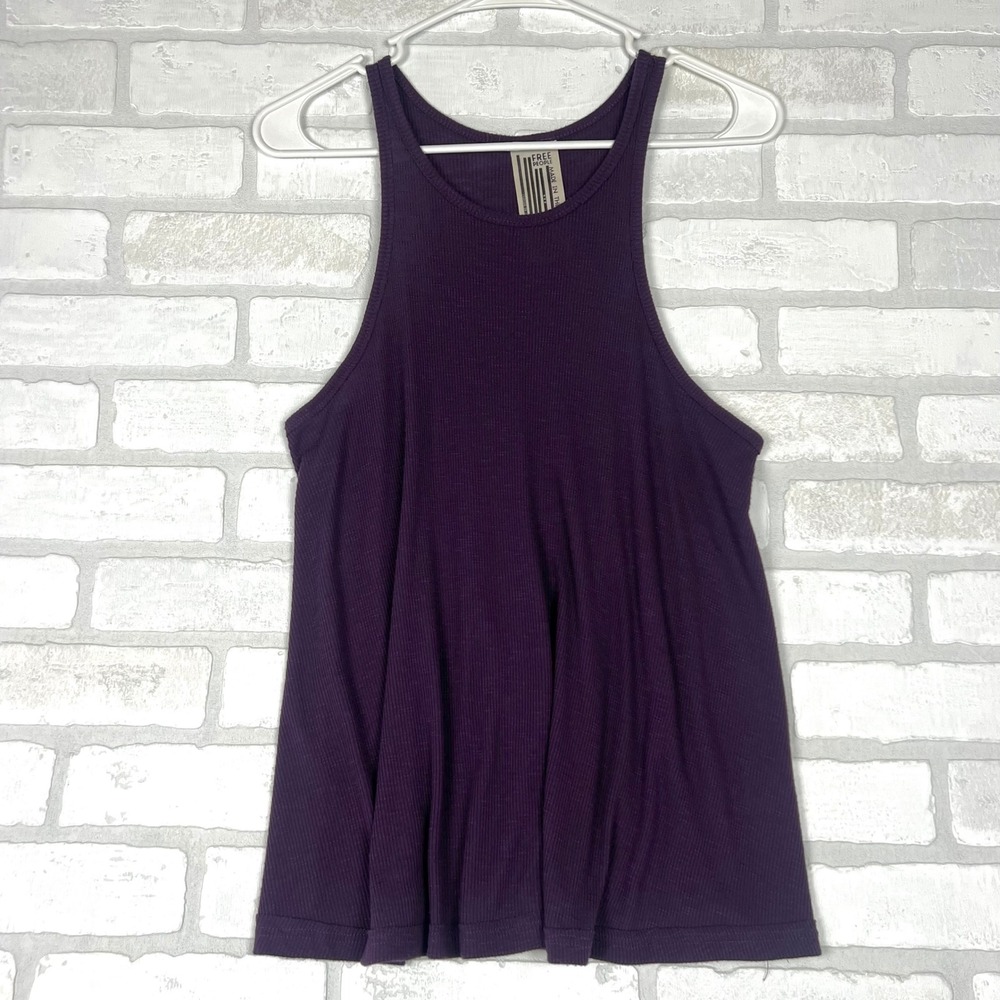 Free People Womens Ribbed Racerback Swing Tank Top Purple Plum Small S P